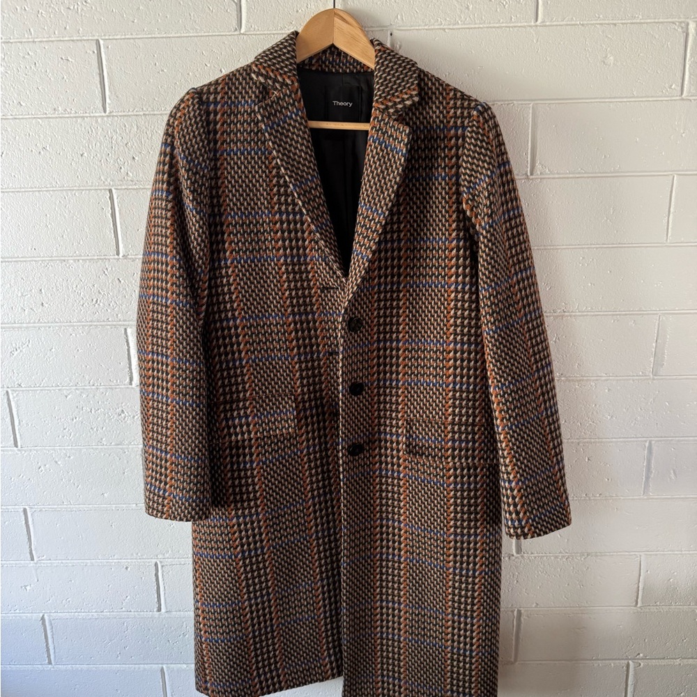 Theory Brown Houndstooth Coat